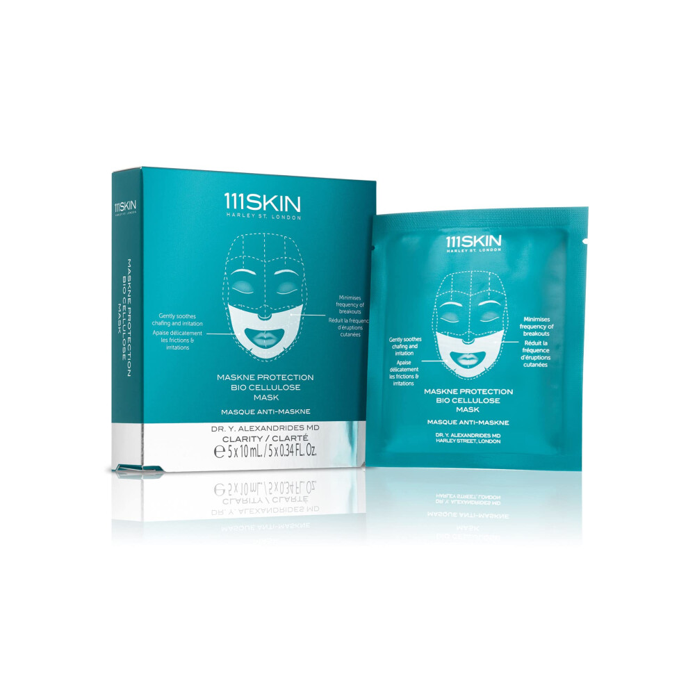 111Skin Maskne Protection Bio Cellulose Mask | Calm & Strengthen Skin | Use With Or After Ppe Mask | Set Of 5 (0.34 Oz Each)