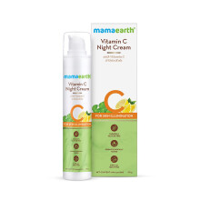Mamaearth Vitamine C Nachtcr?e voor Huidverlichting | Nachtschadeherstel Moisturizer met Gotu Kola | Vermindert vlekken en behoudt de glans van de hu