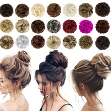 Qunlinta Messy Bun Hair Piece - Thick Updo Scrunchies Hair Extensions Ponytail for Women Girls Light Brown Mix Mid Brown