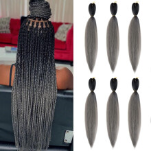 Voorgerekt vlechthaar 26 lnch 6 pakken vlecht professioneel yaki synthetisch haar voor vezelcorchet vlechten dames twist gehaakte vlechten (zwart tot