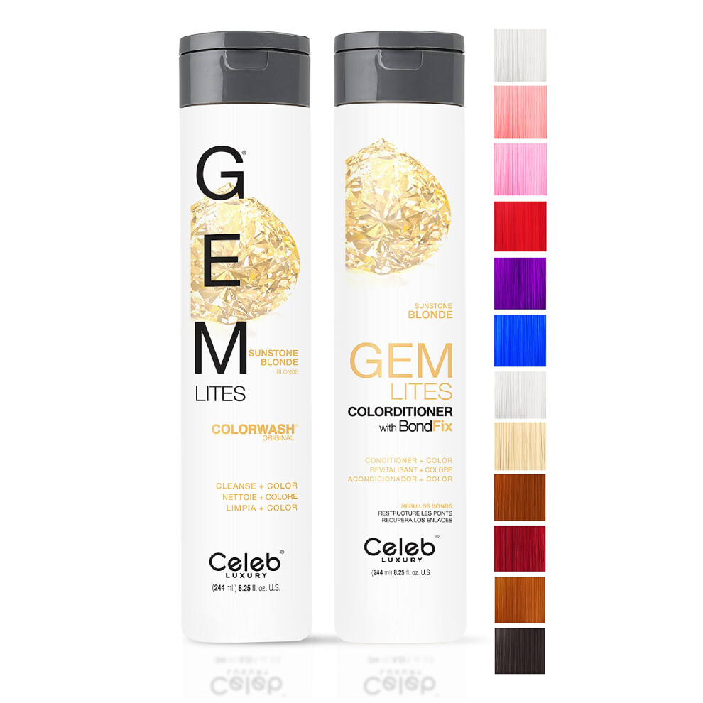 Coffret Celeb Luxury Gem Lites Duo Color Depositing Colorwash Shampooing et Apr   s-shampoing + Bondfix Bond Rebuilder Coloration capillaire semi-p