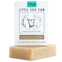 Little Seed Farm Organic Goat Milk Soap - 3 paket Rosemary Mint Exfoliating Body Bars - Naturlig handgjord Cruelty Free - Energigivande och tonan