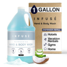 1-Shoppe All-in-Kit Hand/Body Wash | Infuse White Tea & Coconut Hotel | 1 Gallon | For Hospitality & Vacation Rentals to Refill Dispensers | (Sin