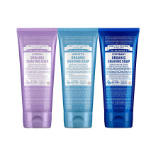 Dr. Bronner's - Savon à Raser Bio (Pack de 7 oz) Lavande, Bébé Sans Parfum, & Menthe - Certifié Bio