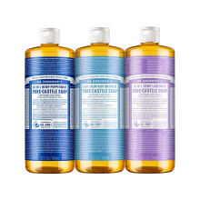 Dr. Bronner's - Pure-Castile Liquid Soap (32 Ounce Variety 3-Pack) Peppermint, Baby Unscented, Lavender - Made with Organic Oils, 18-in-1 Uses: Face,