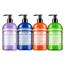 Dr. Bronner's - Organic Sugar Soap (12 oz Variety Pack) Lavender Peppermint Tea Tree & Lemongrass - Made with Organic Oils Sugar & Shikakai Powder