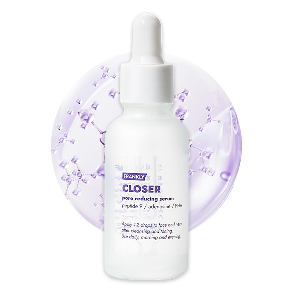 Frankly Closer Serum - Pore Minimizing Anti-Aging Elasticity Hydration Plump & Dewy Skin |9 Peptides Vegan Collagen Pha |Non-Comedogenic &