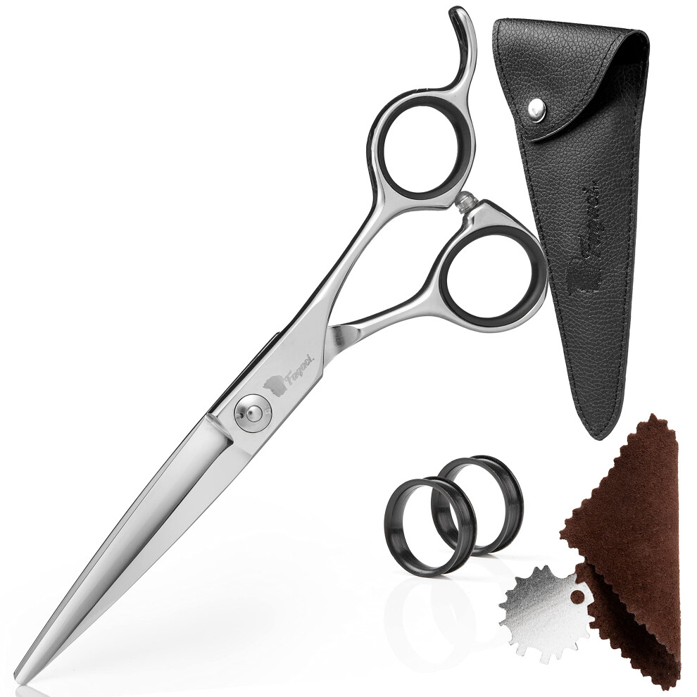 Fagaci Professional Hair Scissors 6 Inch Straight With Extremely Sharp Blades 440C Steel Hair Cutting Scissors Durable Smooth Motion & Fine Cut Barber Sc