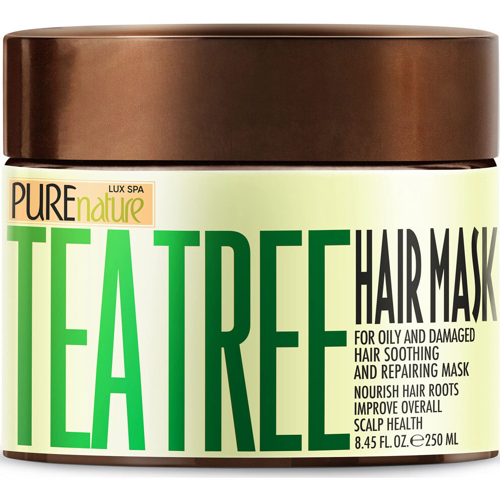 Pure Nature Lux Spa Tea Tree Oil Hair Mask - Conditioner And Deep Moisturizer Treatment For Dry Damaged Hair - With Hydrating Protein For Advanced Repair - Soothing