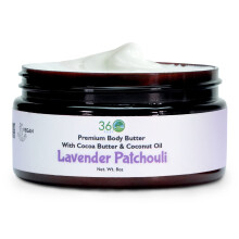 360Feel Lavender Patchouli Body Butter - Nourishing Moisturizer with Cocoa & Shea Butter - Coconut & Jojoba Oil - Plant-based Sensitive Skin Cream wit