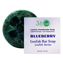 360Feel Blueberry Loofah Bar Soap - Get Rid of Dead Skin - Luxury Handmade Soap Vegan & Cruelty-Free - Cleanse Nourish Exfoliate & Scrub - Per