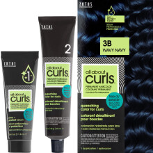 All About Curls 3B Wavy Navy Permanent Hair Color (Prep + Protect Serum & Hair Dye for Curly Hair) - 100% Grey Coverage Nourished & Radiant Curls