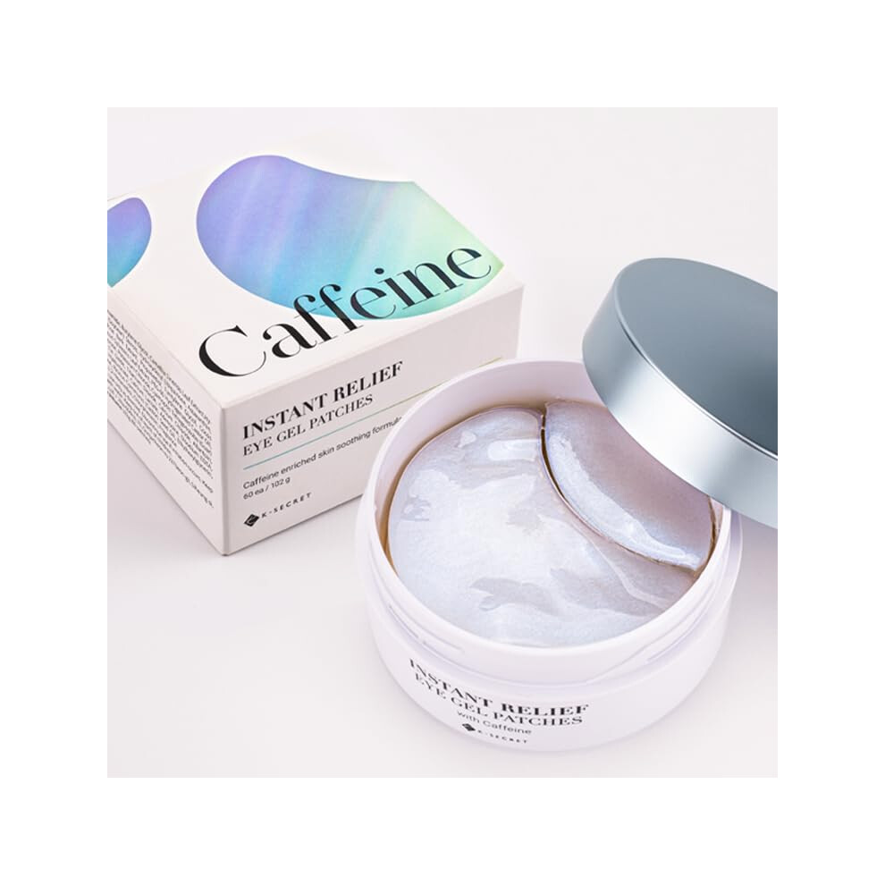K-Secreto Ksecret Instant Relief Eye Gel Patches 102G/3.45Oz. 60Pcs (15 Full Pairs) With Caffeine | Korean Skincare | Under Eye Cooling Masks For Anti-Wrinkles