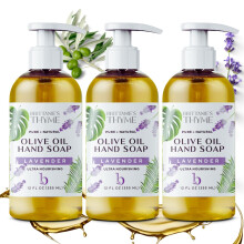 Brittanie's Thyme Organic Natural Hand Soap - 12 oz Pack of 3 (Lavender) Castile Soap Made Olive Oil And Natural Luxurious Essential Oils. Vegan