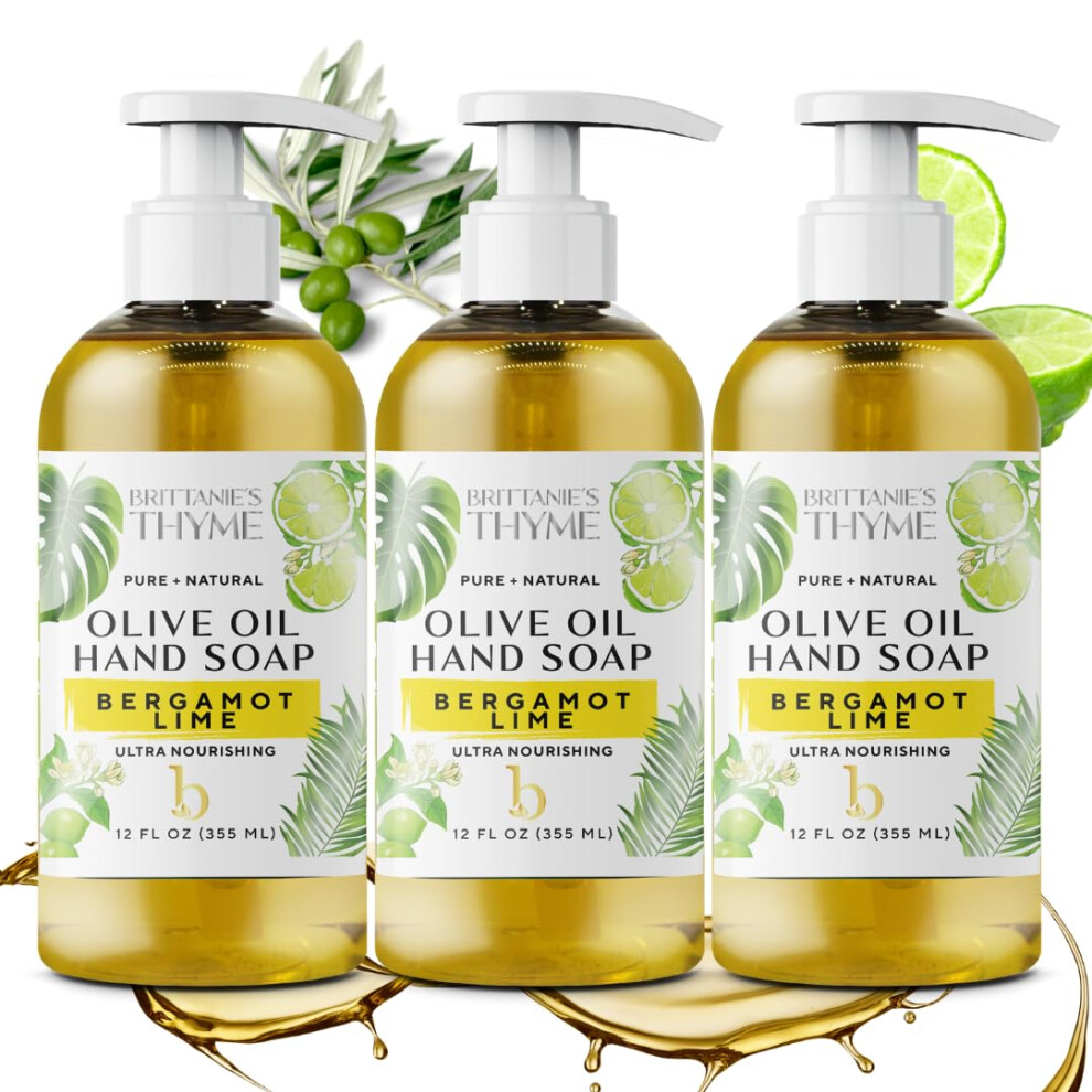 Brittanie's Timian Brittanie's Thyme Organic Natural Hand Soap - 12 Oz Pack Of 3 (Rosemary & Peppermint) Castile Soap Made Olive Oil And Natural Luxurious Essential Oil