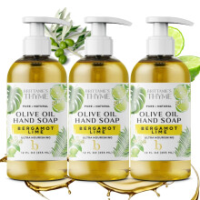 Brittanie's Thyme Natural Castile Olive Oil Hand Soap - 12 oz Pack of 3 (Bergamot & Lime) - Castile Soap Made Olive Oil Natural Luxurious Essen