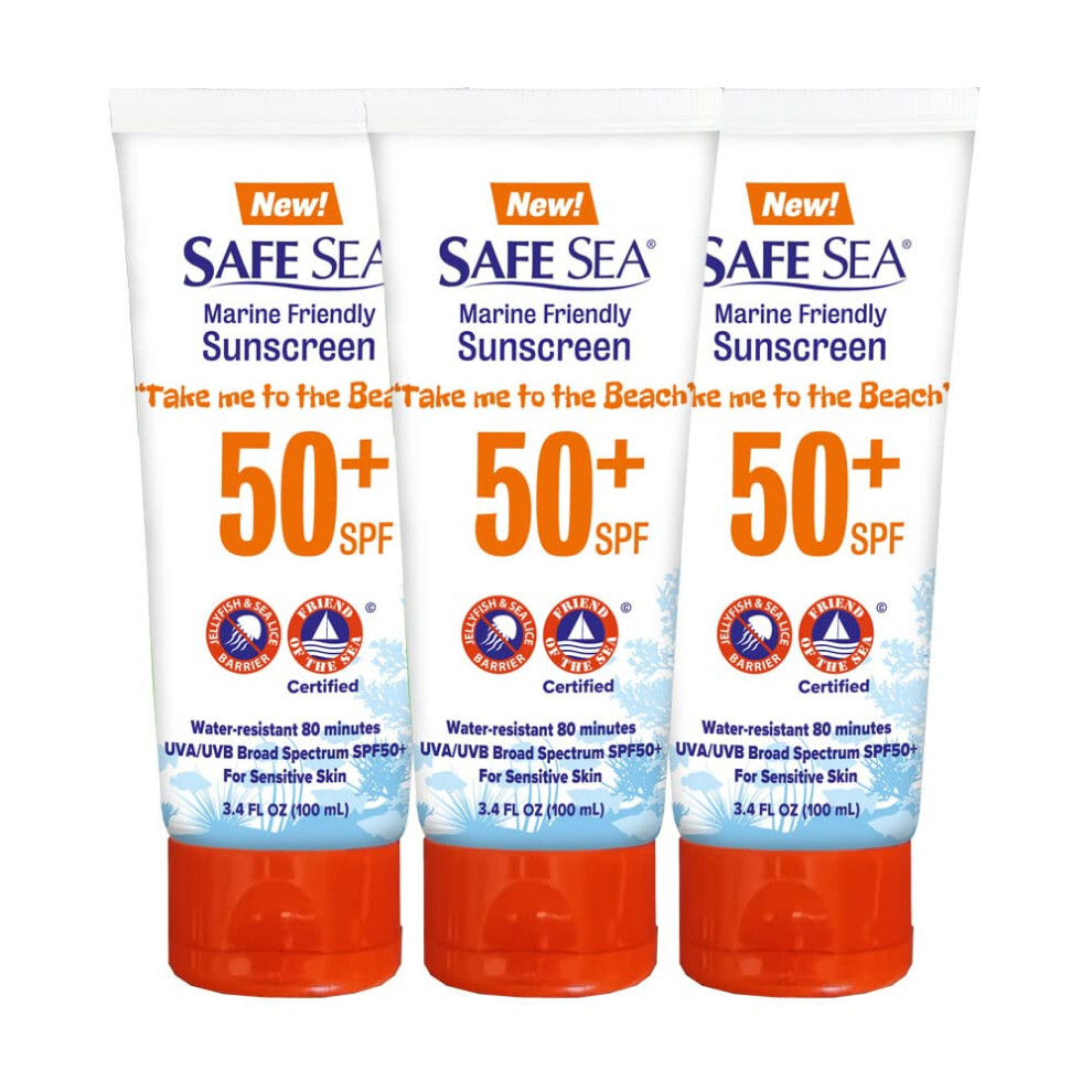 Lotion Protectrice Anti-Piq Res De M Duses Safe Sea - Cran Solaire - Poux De Mer - M Duses - Fps 50 Pour Adultes (Tube De 100 Ml, Paquet De 3)-image