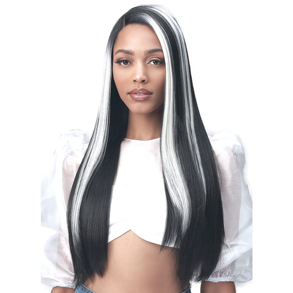 Perruque synth   tique longue et lisse Bobbi Boss de 12,7 cm avec raie profonde sur le devant - MLF553 Safran, perruques avec raie profonde nou   es