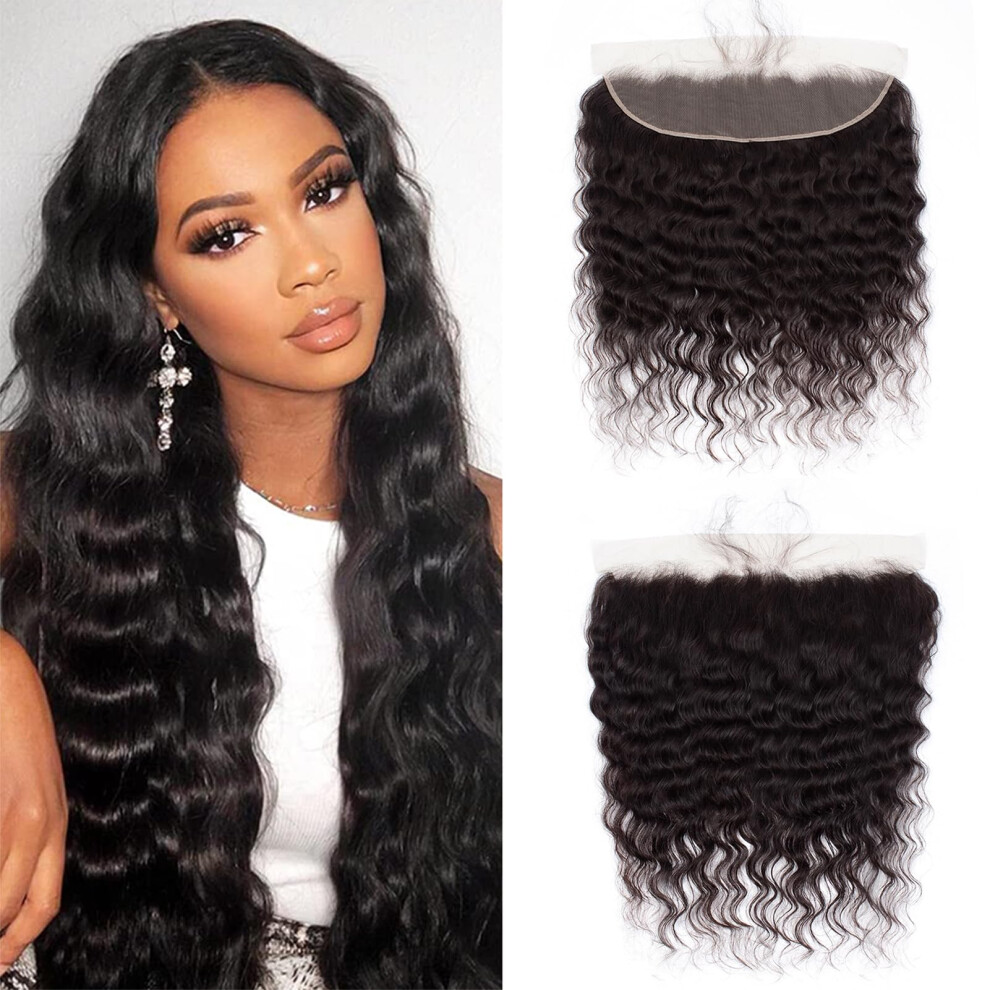 Kongeligt Indtryk Unisex Loose Wave Lace Frontal 13X4 Ear To Ear Lace Frontal Closure 20Inch 100% Unprocessed Brazilian Virgin Human Hair Swiss Lace Frontal Closure Bleached K