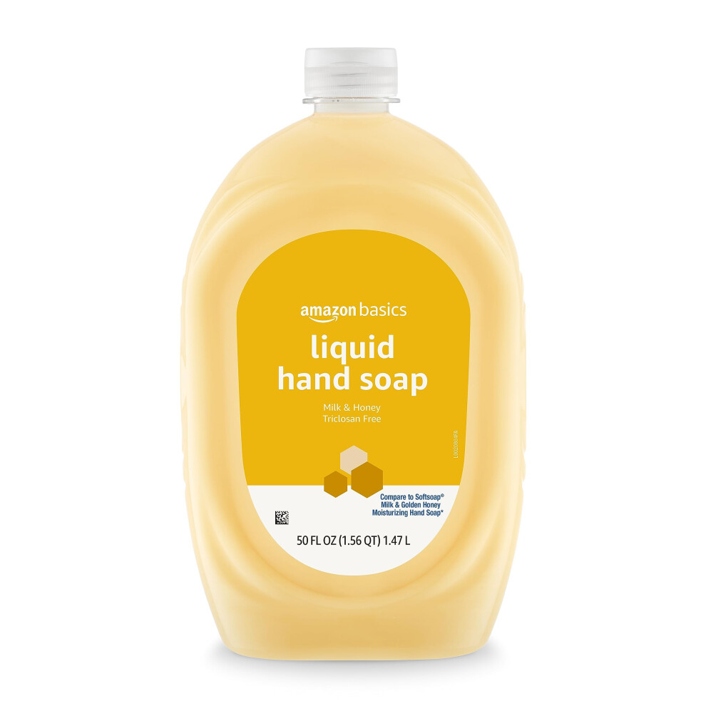 Amazon Basics Liquid Hand Soap Refill  Milk and Honey Scent  Triclosan-free  50 Fluid Ounces  Pack of 1