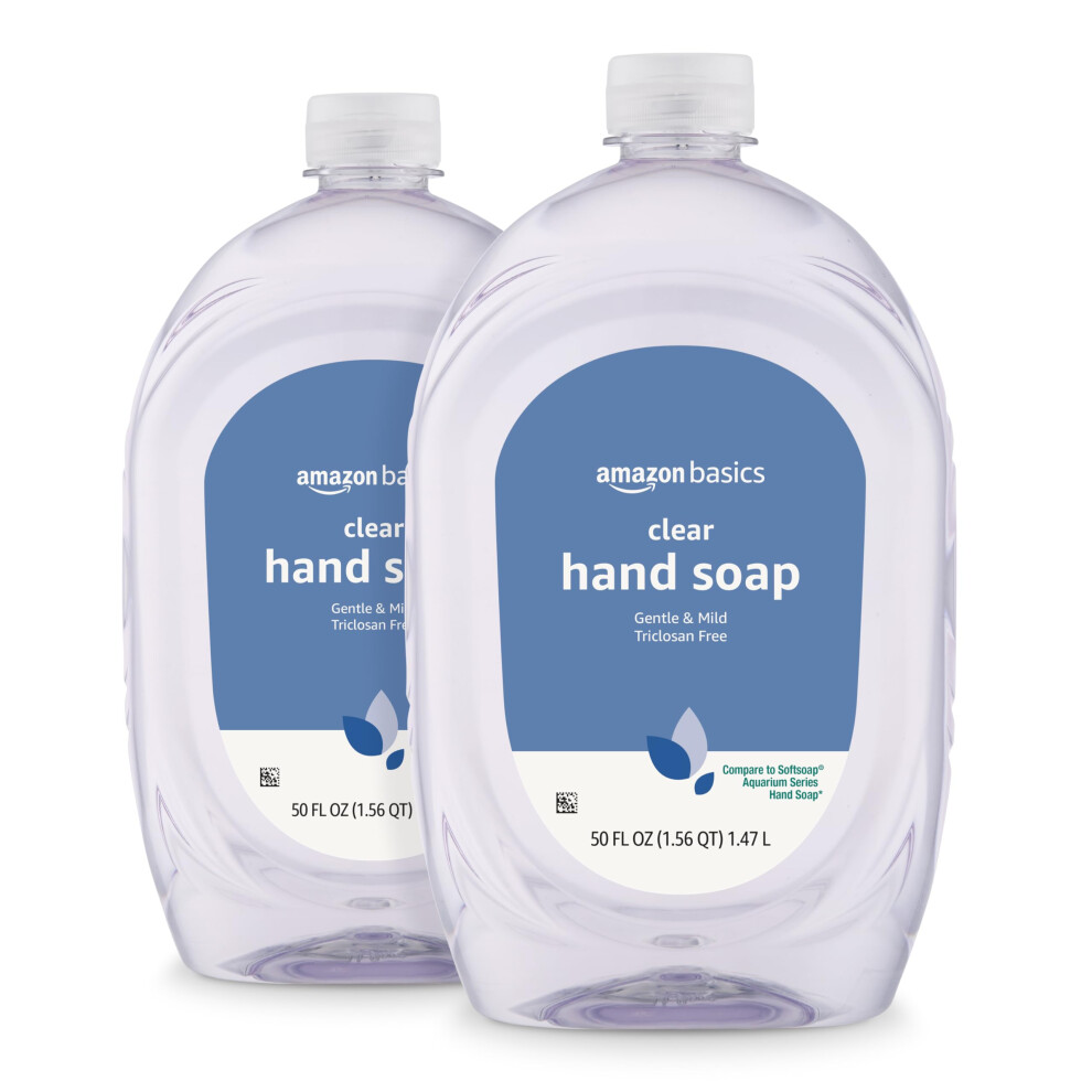 Amazon Basics Gentle & Mild Clear Liquid Hand Soap Refill  Triclosan-Free  50 Fl Oz (Pack of 2) (Previously Solimo)