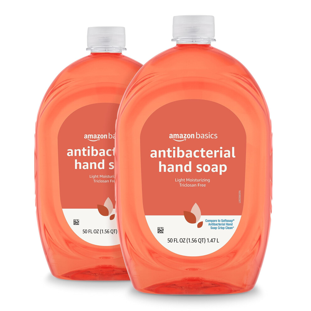 Amazon Basics Antibacterial Liquid Hand Soap Refill  Light Moisturizing  Triclosan-Free  Citrus  50 Fl Oz (Pack of 2) (Previously Solimo)