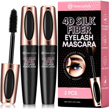 Neenoxtub 4D Silk Fiber Lash Mascara Lengthening and Thick Long Lasting Waterproof & Smudge-Proof Hypoallergenic Formula 2 Pack Black
