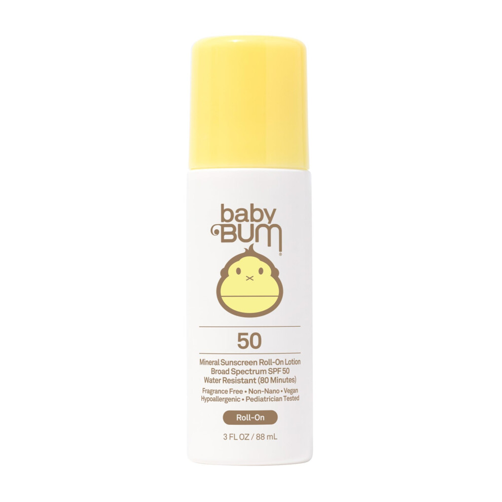 Baby Bum Mineral SPF 50 Roll-On Sunscreen | Vegan and Hawaii 104 Act Compliant (Octinoxate & Oxybenzone Free) Broad Spectrum Moisturizing UVA/UVB Easy