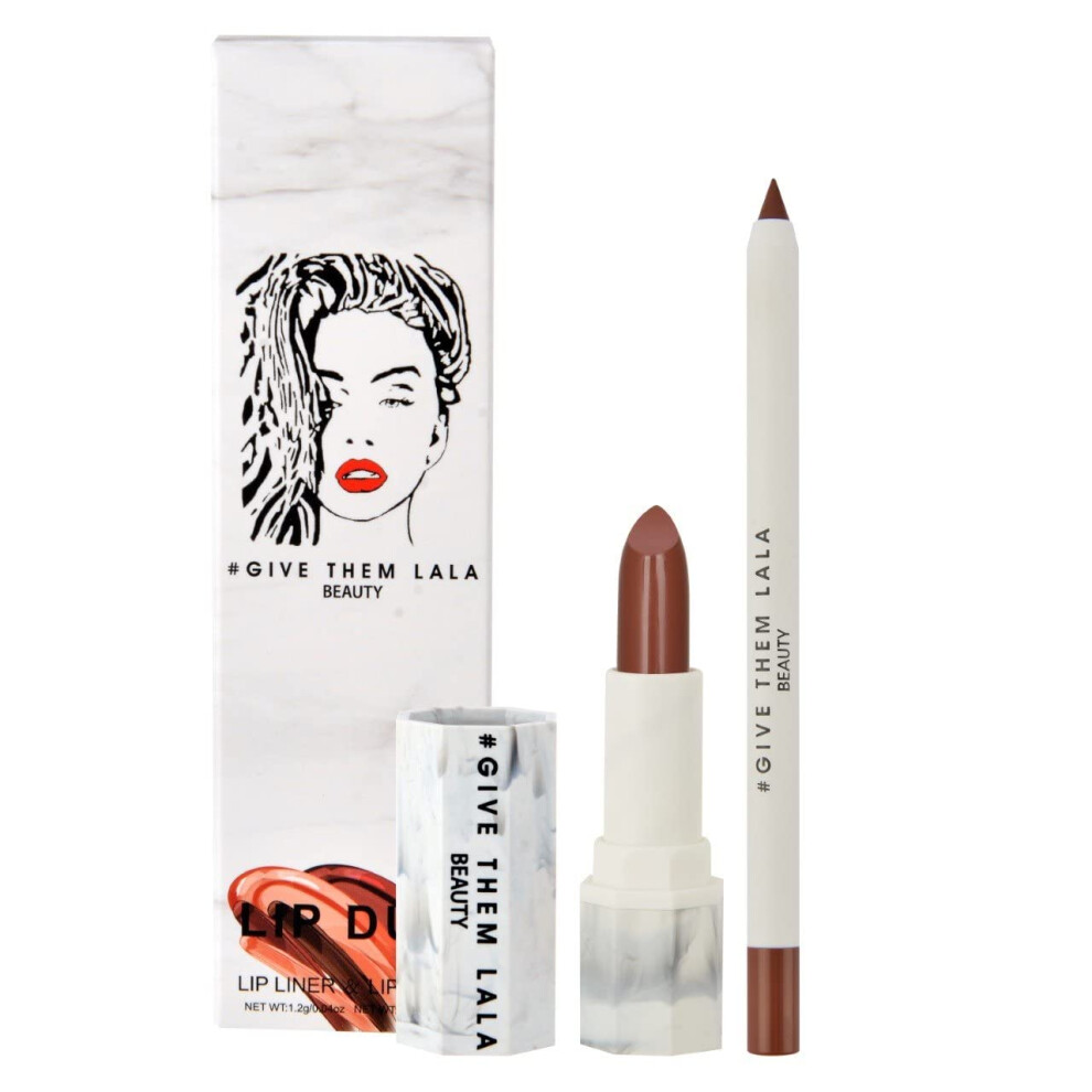 Giv Dem Lala Give Them Lala Lip Liner And Lipstick Set - We're Famous Lip Kit For Long Lasting Moisturizing Wear- All Day Lipstick And Liner With Silky Smooth Fin