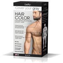 Betty Cover Your Gray Herrenhaarfarbe f  r Bart, Schnurrbart und K  rperbehaarung     Schwarz