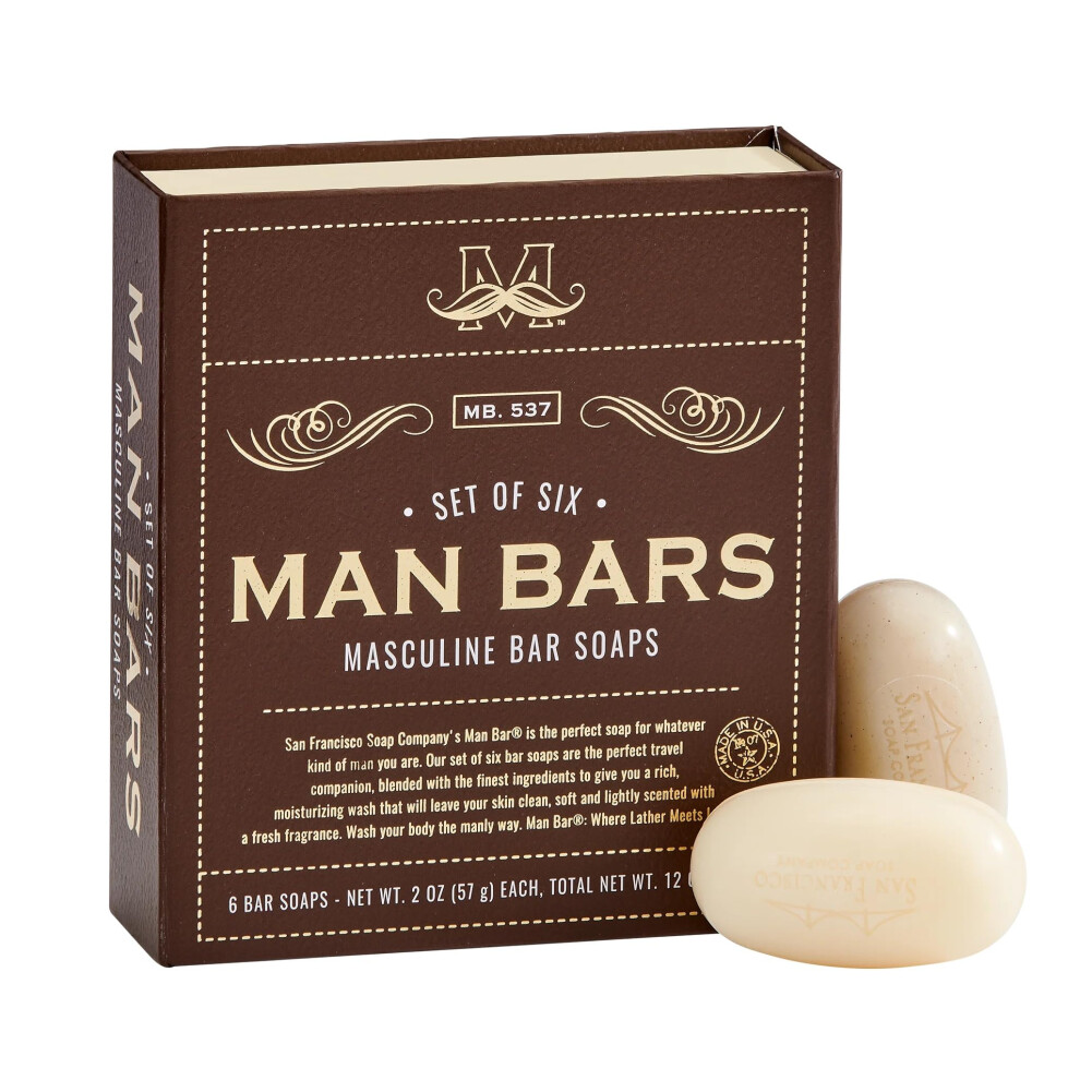 San Francisco Seife San Francisco Soap Men Soap Gift Set | 6 Piece Man Bar Gift Set Natural Manly Fragranced 2 Ounce (Pack Of 6)