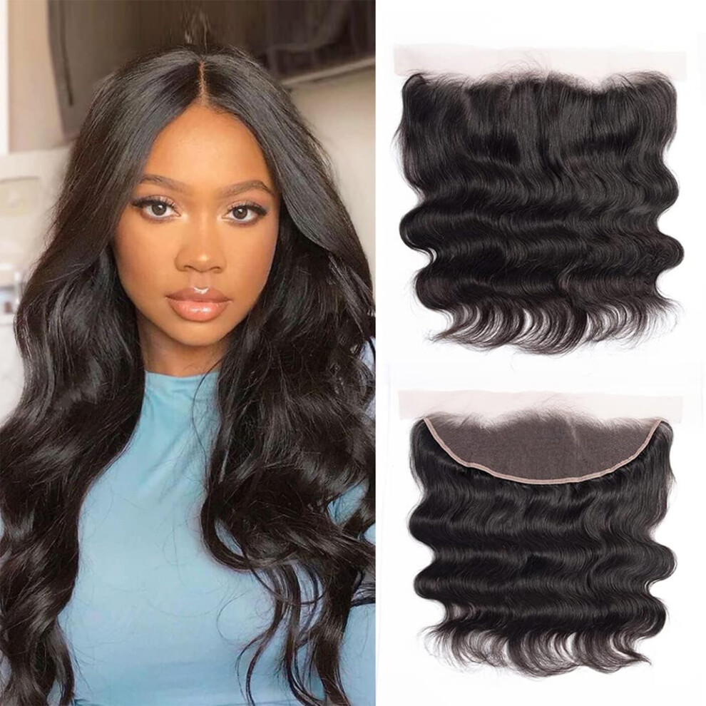 Kongeligt Indtryk Unisex Body Wave 13X4 Ear To Ear Lace Frontal Closure 100% Unprocessed Brazilian Virgin Human Hair Lace Frontal Closure Bleached Knots 180% Density Pre Pluck