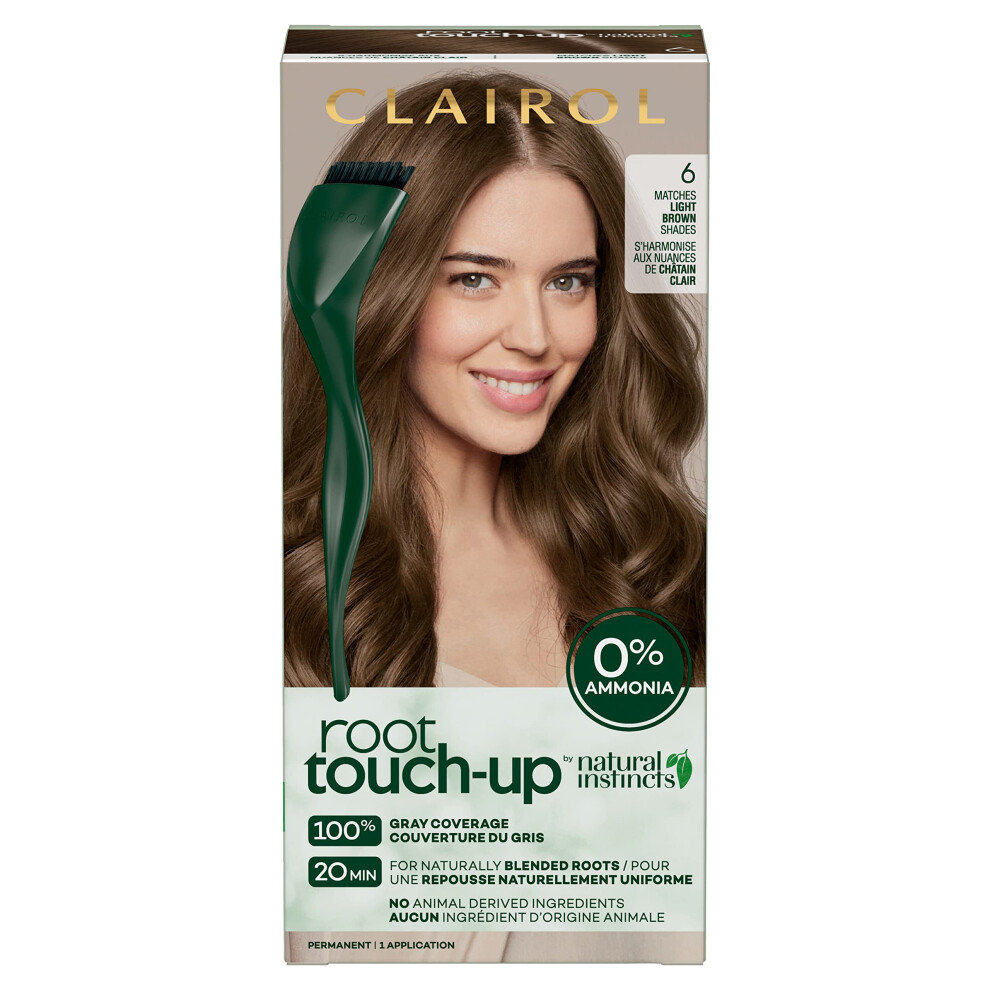Clairol Root Touch-Up by Natural Instincts Permanent Hair Dye  6 Light Brown Hair Color  Pack of 1