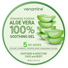VENAMINE Koreanisches Aloe Vera Beruhigendes & Feuchtigkeitsgel 100 % f r Gesicht und K rper, reines Bio-Aloe-Vera-Gel, 300 ml