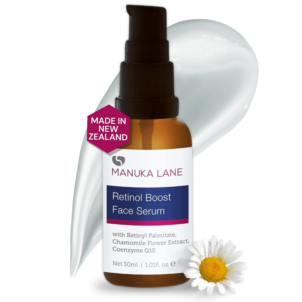 Manuka Lane Retinol Boost Serum For Face And Neck With Collagen Shea Butter & Chamomile Flower Extract | Plant Based Formula | Carefully Formulated To Keep Your