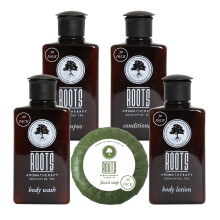 ROOTS AROMATHERAPY Travel Size Shampoo Conditioner Body Wash Lotion & Soap(150 PK 1.5 oz each) Guest Bathroom Essentials Toiletries Airbnb Bulk