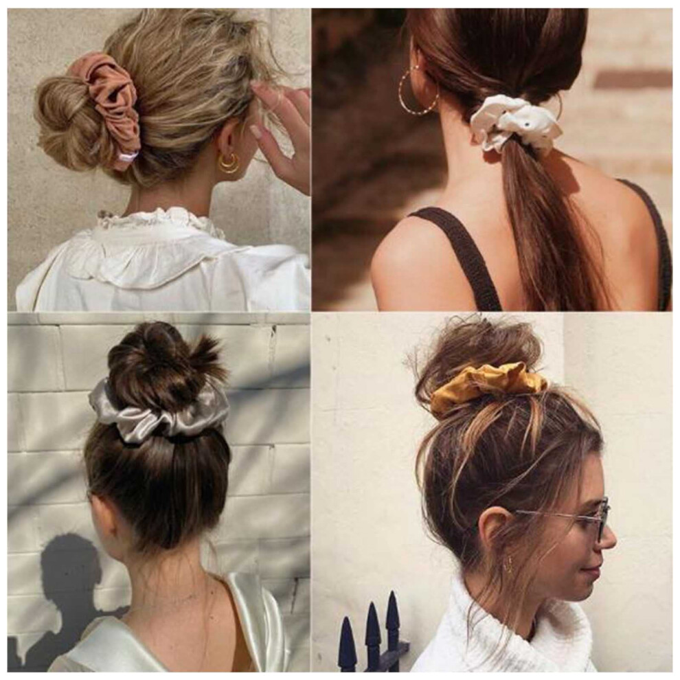 Elastici Per Capelli Yheakne In Raso Di Seta, Morbidi E Morbidi, Con Elastico Francese, Accessori Per Capelli, Regali Per Donne E Ragazze (Calend-image