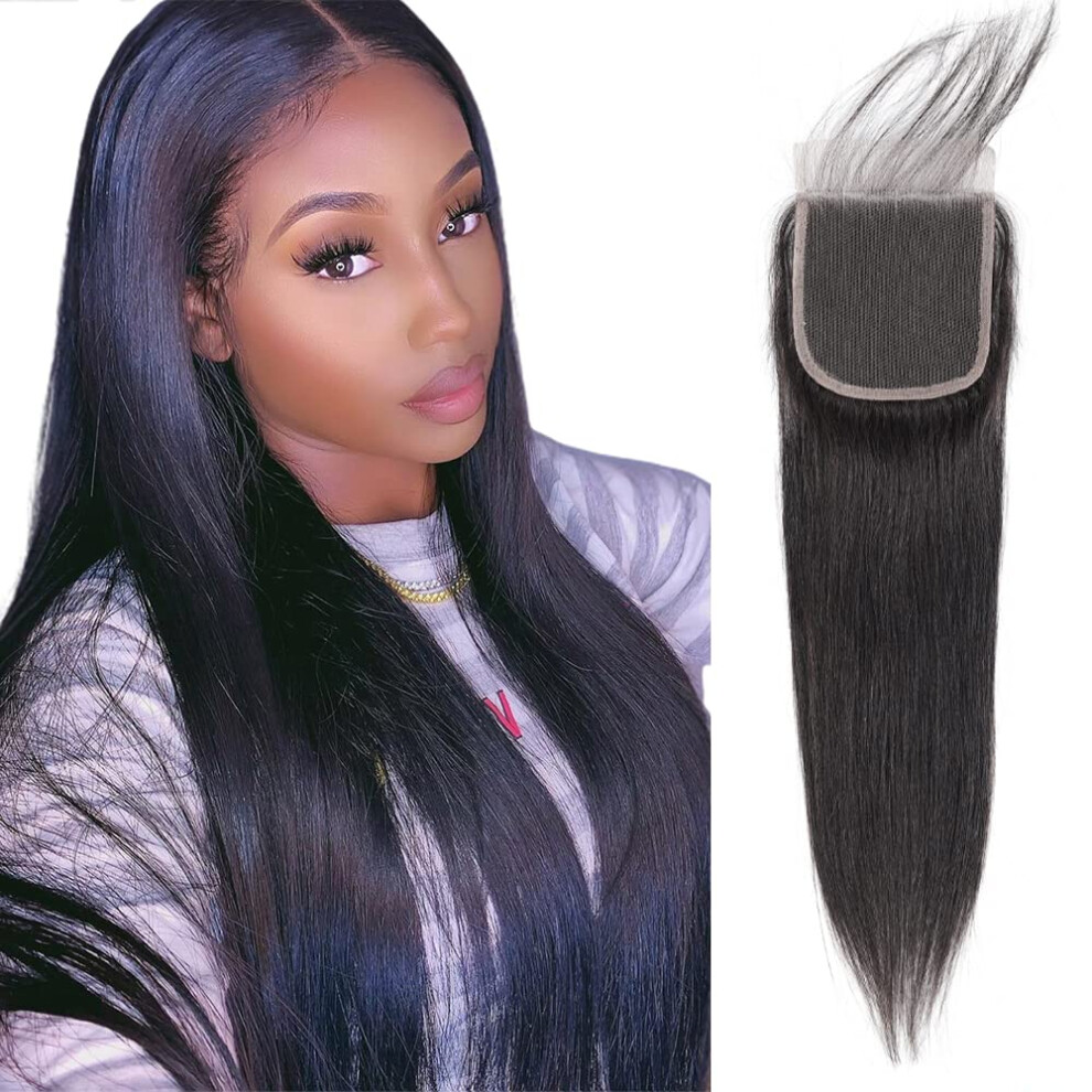 Glï¿½Nsande Flicka Unisex Shining Girl 12A Brazilian Straight 4X4 Hd Lace Closure Free Part Hand Tied Swiss Lace Closure 100 Unprocessed Human Hair Transparent Lace Closures Pr