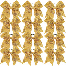 Jeffan 12 Count pompomlny haj masni 12 darab arany Jumbo 8 hvelykes hajktok elasztikus lfarok tartval masnis hajtartozkok iskols lnyoknak, ti