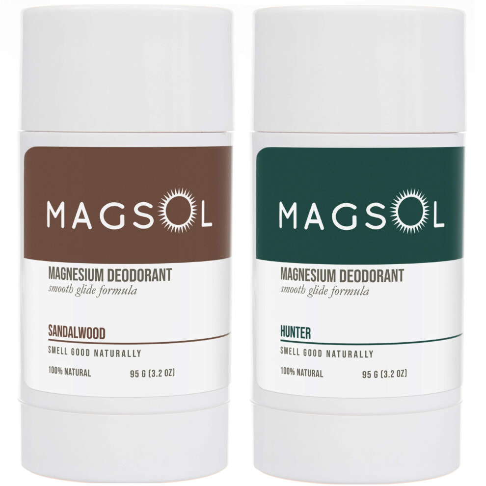 Natural Deodorant for Men - Aluminum Free Deodorant for Men  4 Total Ingredients  2 Pack (Sandalwood & Hunter)