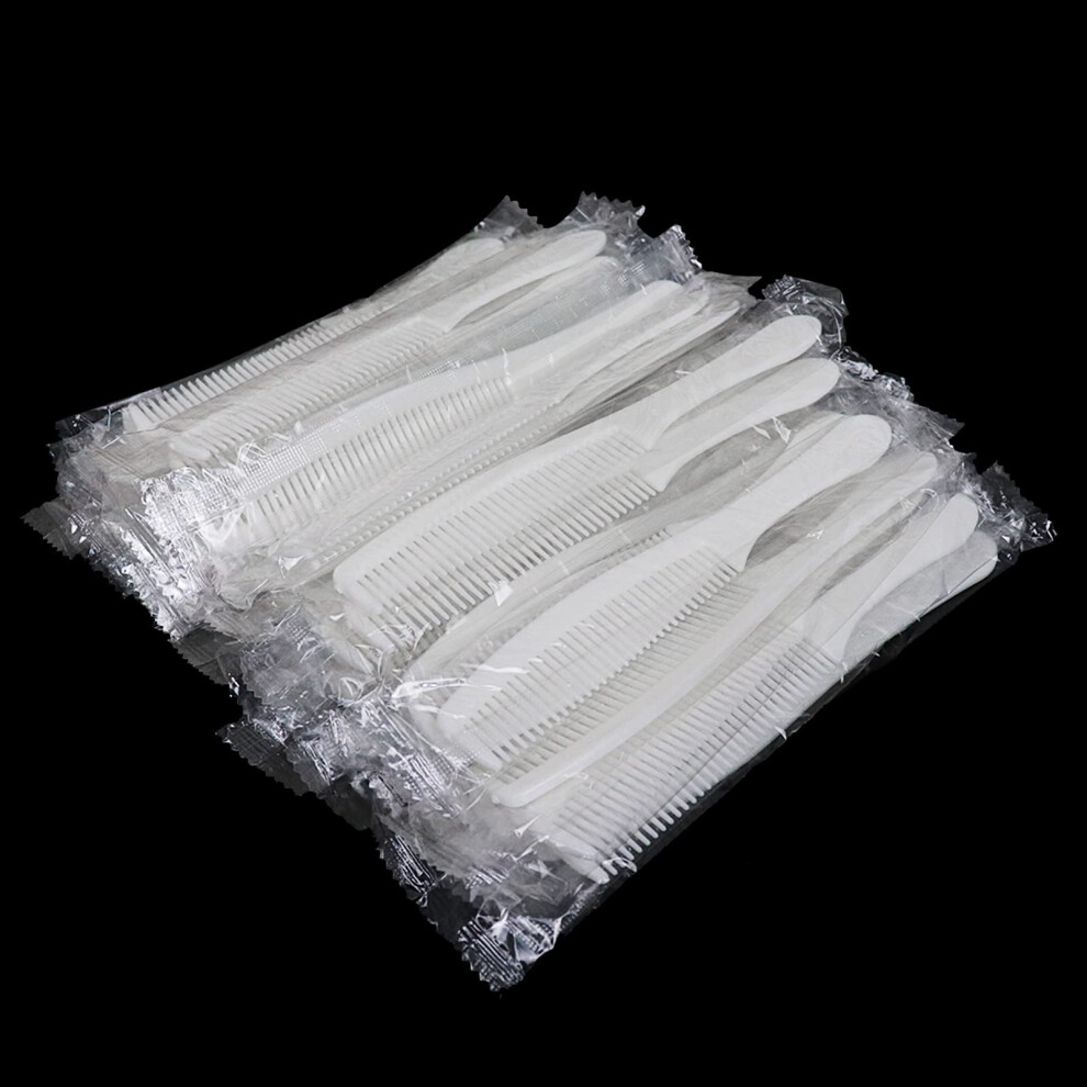 Fkyzixeh Unisex White Disposable Combs Bulk Individually Wrapped Combs For Hotel Airbnb Homeless (Pack Of 50 Combs)
