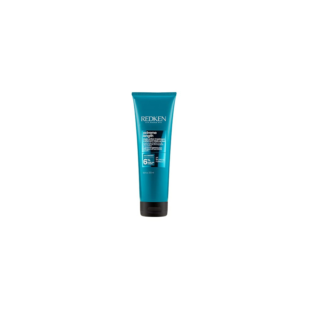 Redken Extreme Length Treatment Mask | Rinse-Out Hair Mask with Biotin & Castor Oil | For Hair Growth | 8.5 Fl Oz