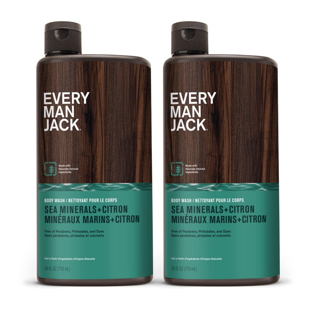 Every Man Jack Nourishing Sea Minerals + Citron Mens Body Wash For All Skin Types - Naturally Derived Ingredients - Cleanse And Hydrate Skin With Coco