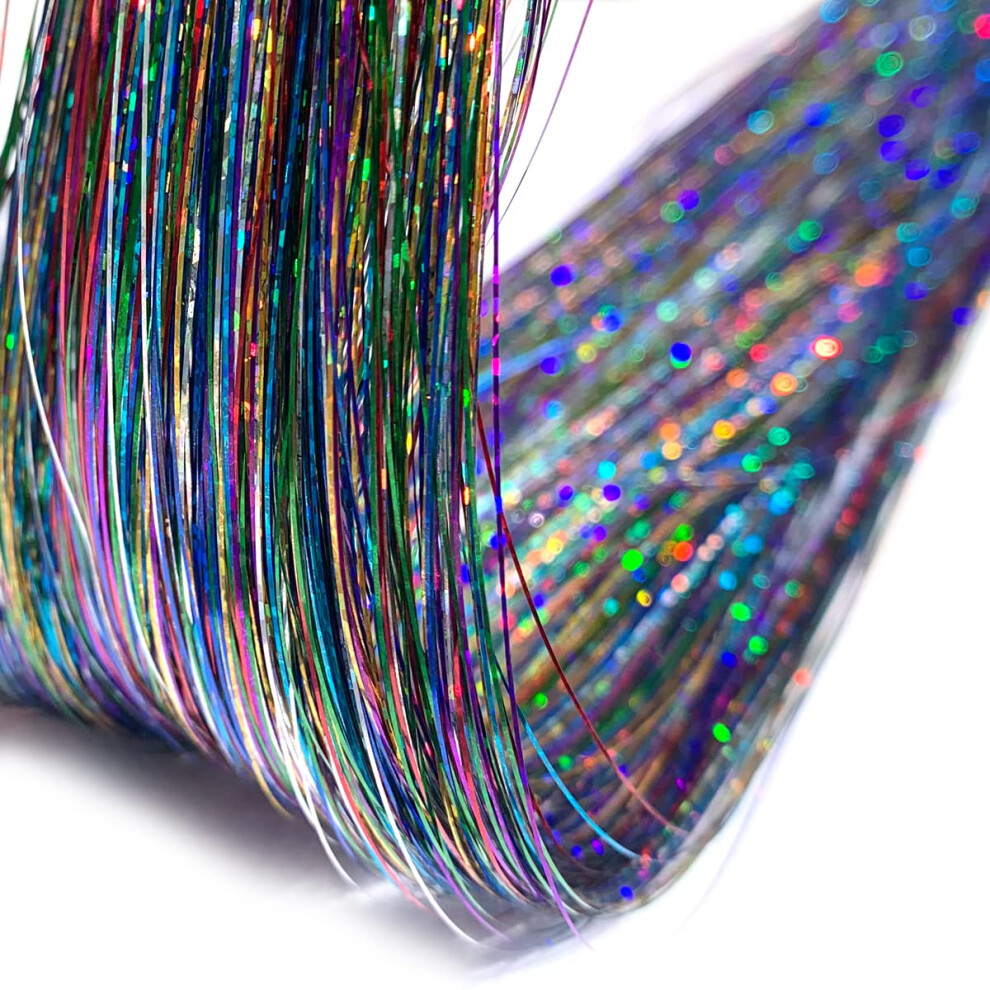 Leileixi 800 Strands 47 Inch Colorful Hair Tinsel Sparkle Hair Heat-Resistant Silk Hair Extensions Shiny Colorful Hair Tinsel Strands Fairy For Children Girls
