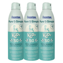 Coppertone Pure and Simple Kids Spray Solcreme SPF 50 bredspektret solcreme til b?rn 5 Oz Pakke med 3