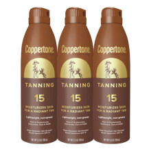 Spray solar Coppertone pentru bronzare, SPF 15, rezistent la apă, 5.5 oz, 3 buc