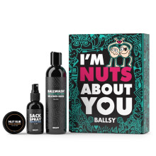Zestaw woreczkw Ballsy Nuts About You Zestaw swiezy dla mezczyzn Prezent na Walentynki Zawiera spray do workw Ballwash i NutRub Sun & Surf