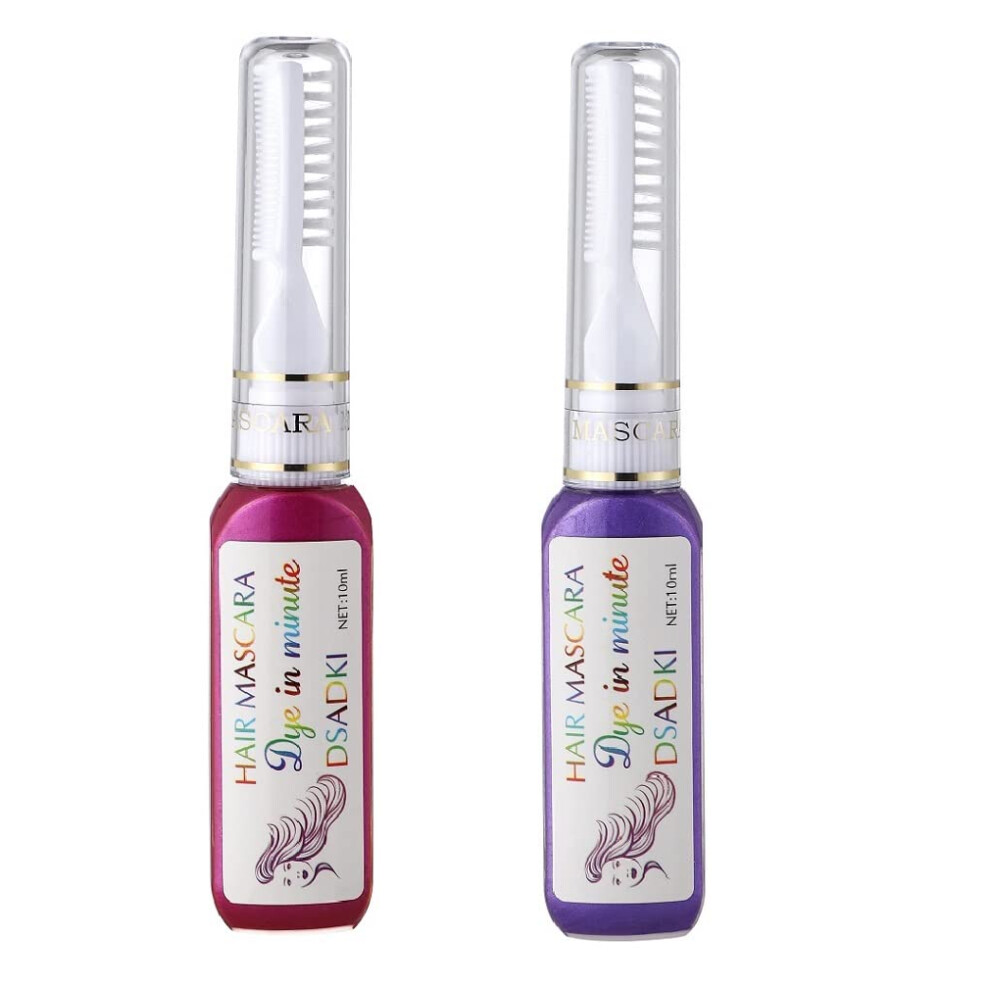 Dsadki Purple/Pink Temporary Hair Color Mascara Washable Hair Dye Stick Non-Toxic Instant Hair Chalk Dye For Girls Women (+Pink)