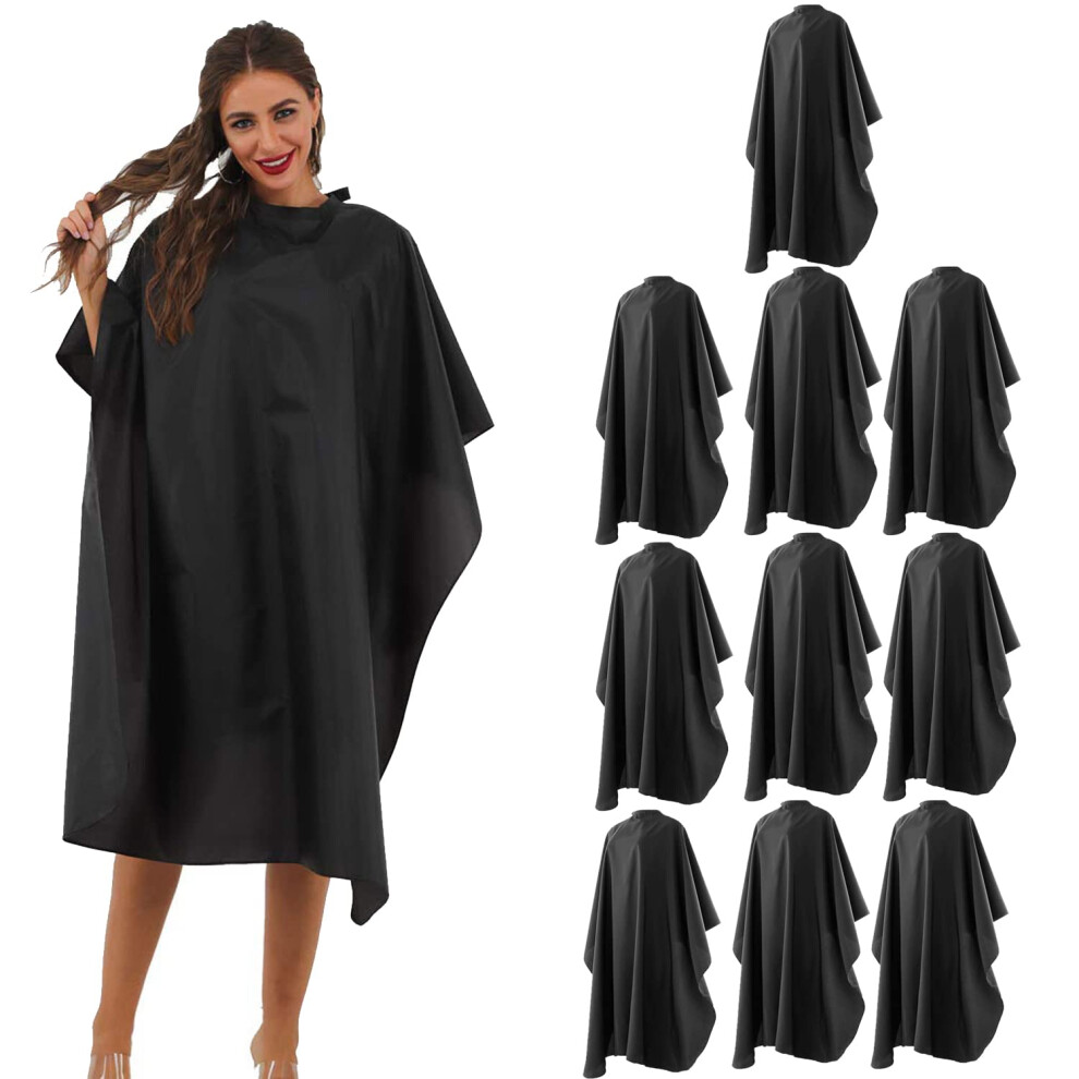 Bsfhh Black Barber Cape, Professional Nylon Waterproof Hair Cutting Cape With Snap Closure Salon Cape, 59" X 47" Hairdressing Cape (10 Pack)