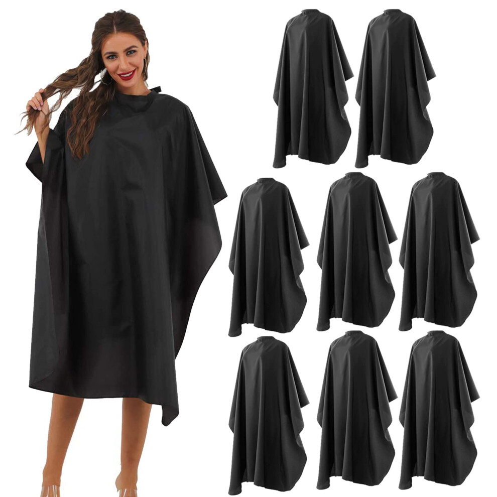 Bsfhh Black Barber Cape, Professional Nylon Waterproof Hair Cutting Cape With Snap Closure Salon Cape, 59" X 47" Hairdressing Cape (8 Pack)